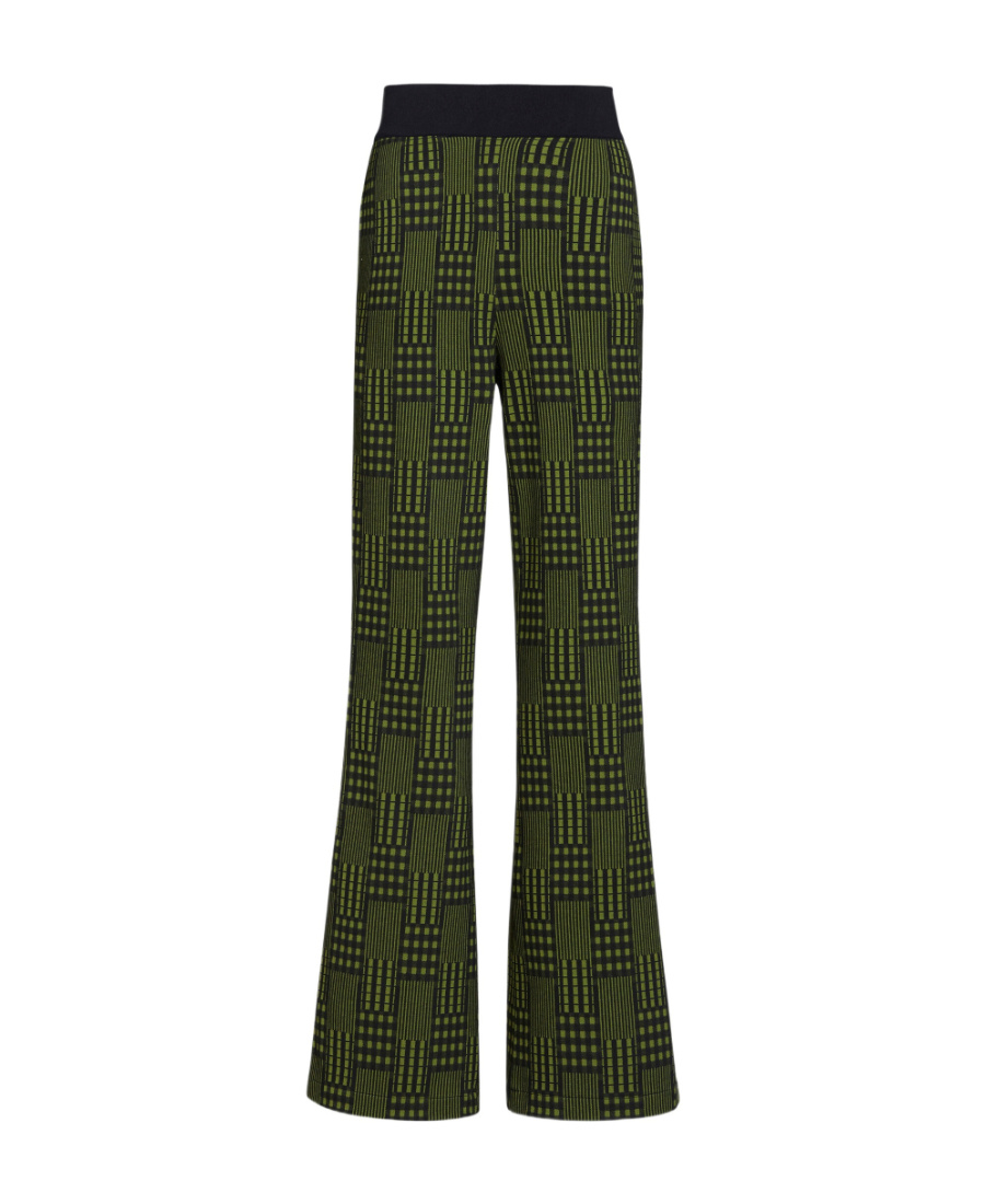 Marni Geometric-print Slim-cut Trousers In Green