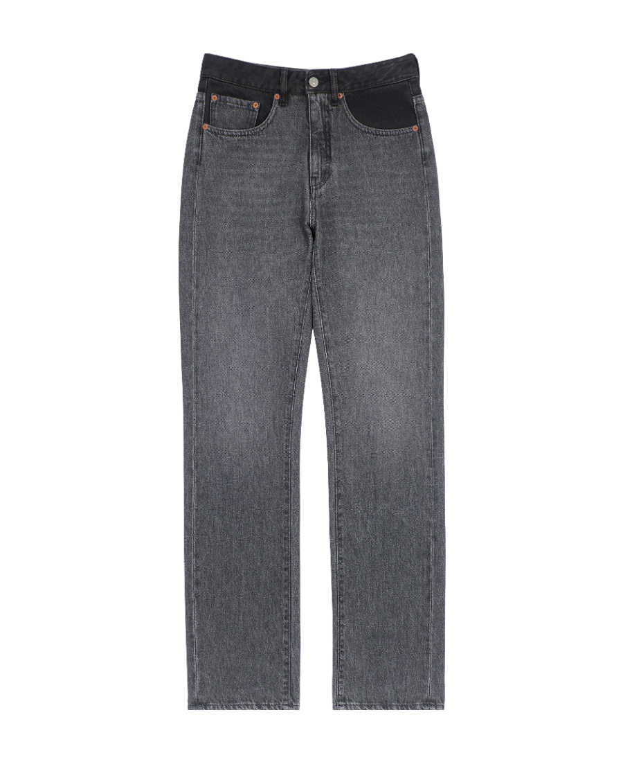 Mm6 Maison Margiela Denim Trousers With Belt Loops And Contrast Patch In Black