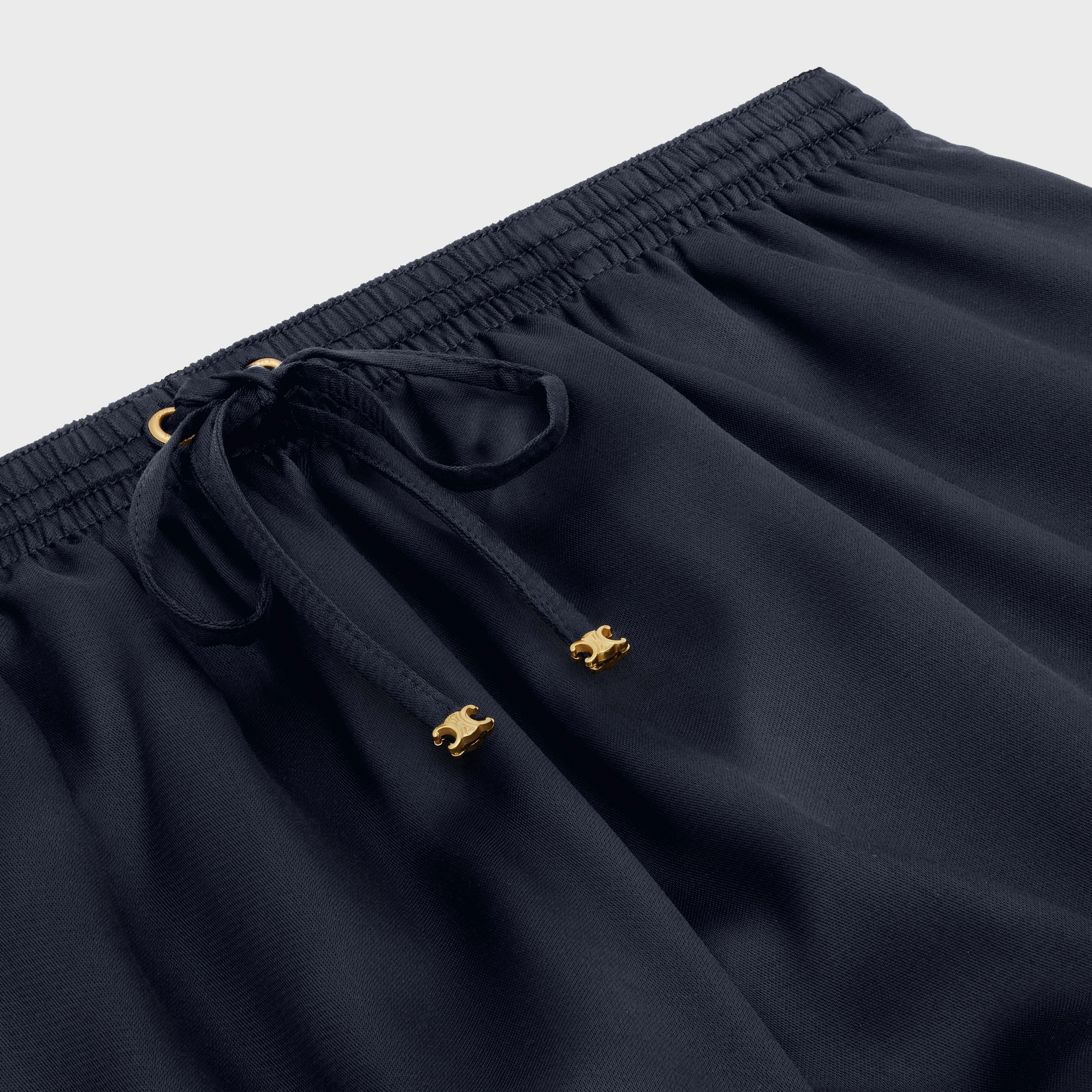 Shop Celine Mini Shorts In Flowing Satin In Blue