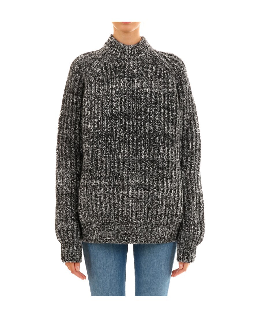 Shop Plan C High-necked Casual Sweater In Black