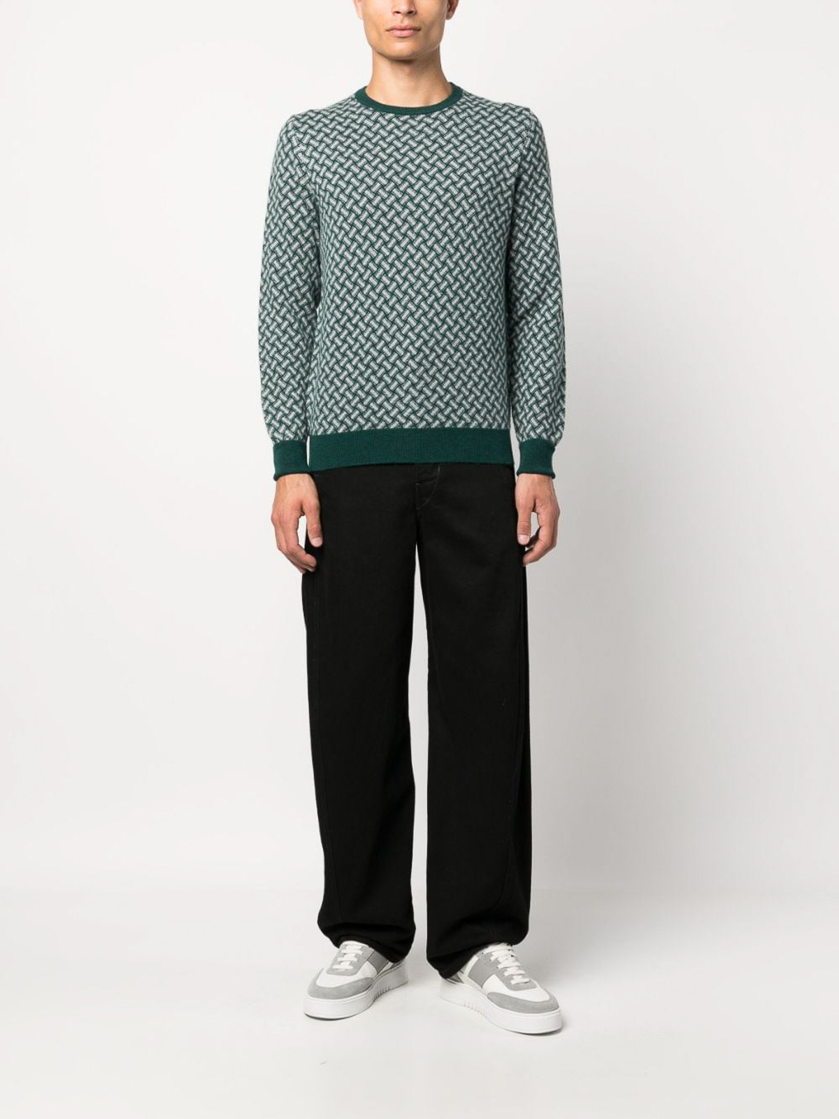 Drumohr Biscottino Crew-neck Cashmere Jumper In Green