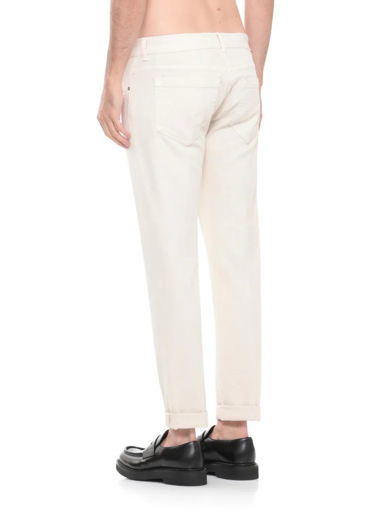 Dondup Straight Trousers With Rolled Cuffs And Pockets In Metallic