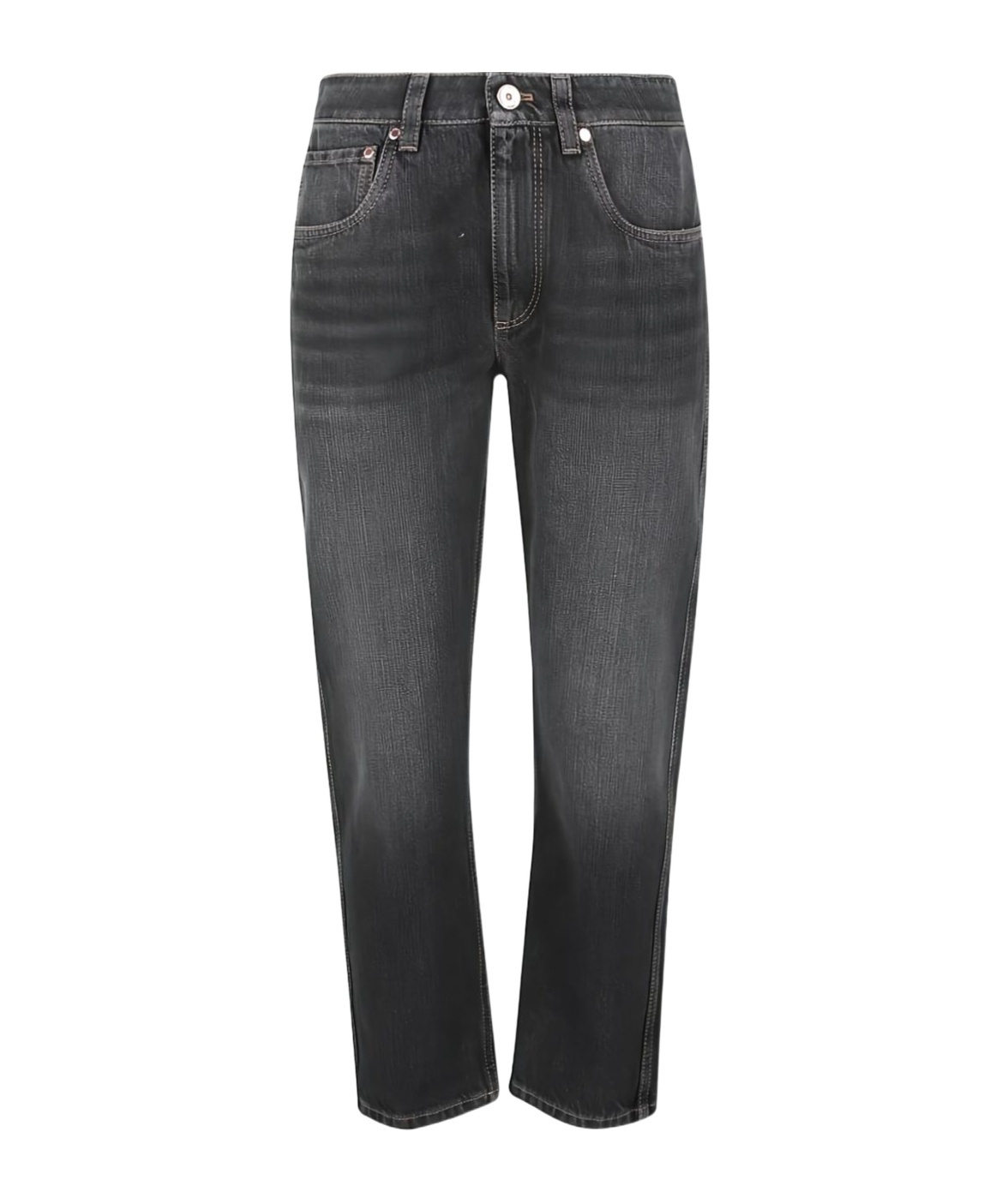Brunello Cucinelli Belt Loop Jeans In Gray