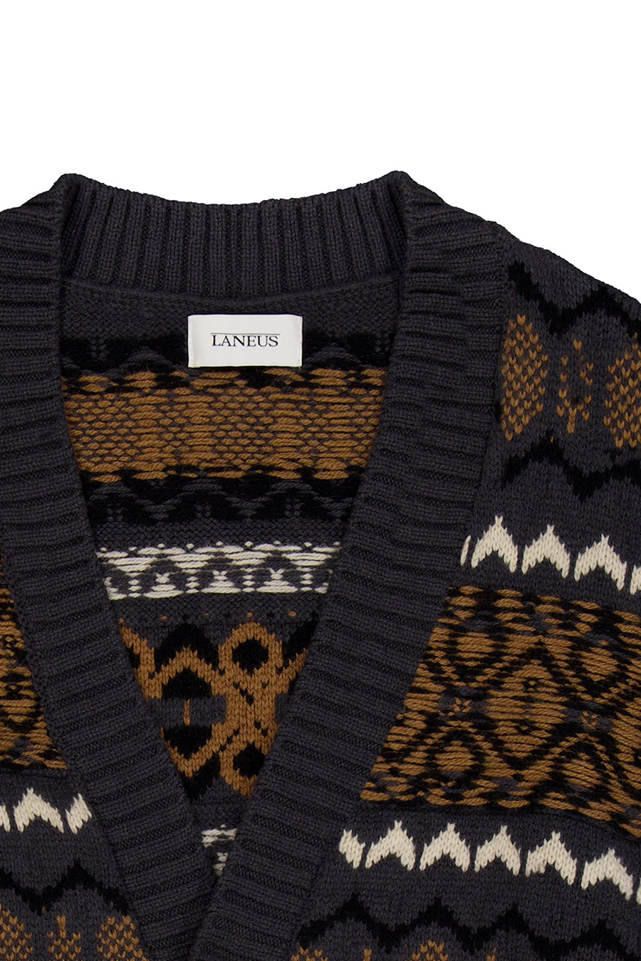 Shop Laneus Jacquard Cardigan In Black