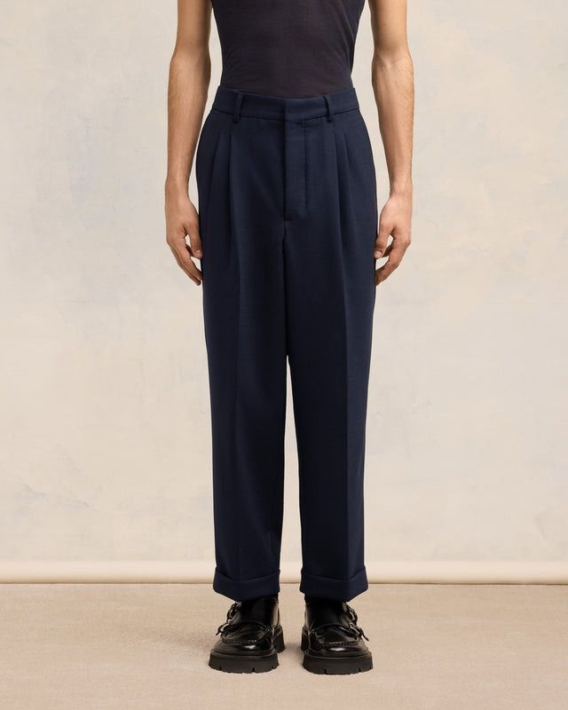 Shop Ami Alexandre Mattiussi Ami Pleated Dress Pants In Black