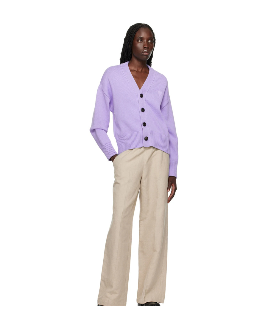 Shop Ami Alexandre Mattiussi Ami De C Ur Knitted Cardigan In Purple