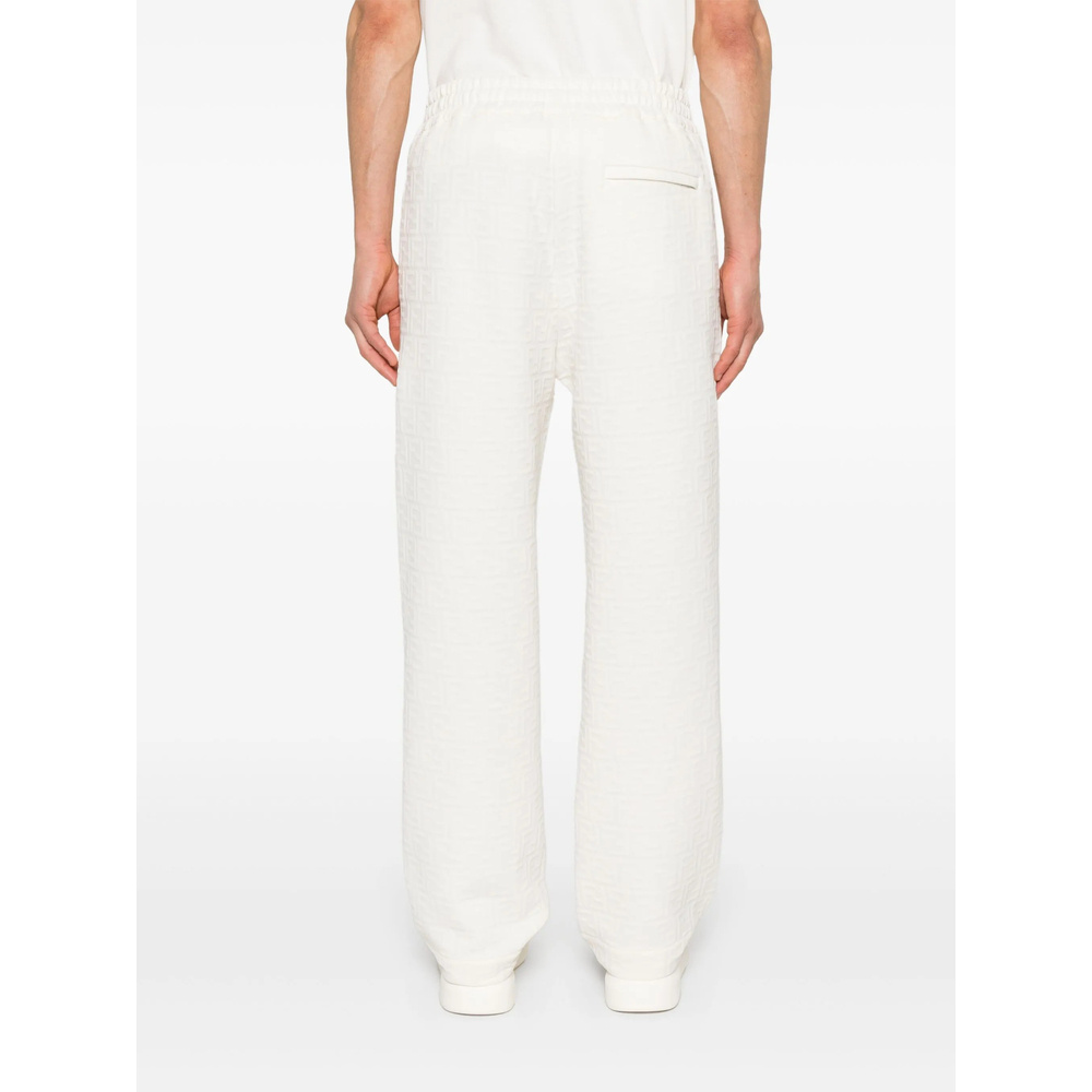 Fendi Elastic Waist Casual Pants In White