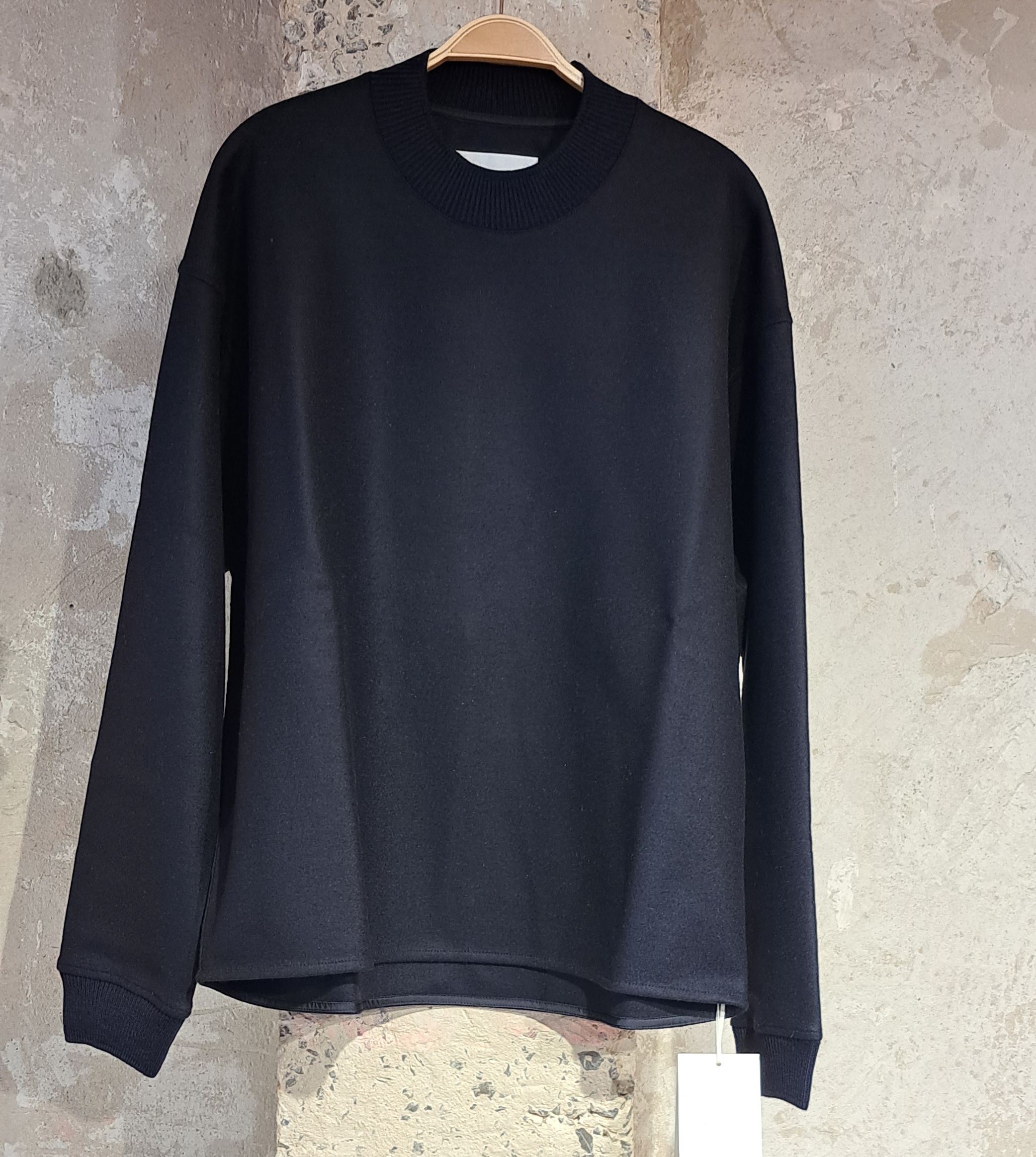 Jil Sander Crew-neck Felted-wool Jumper In Black