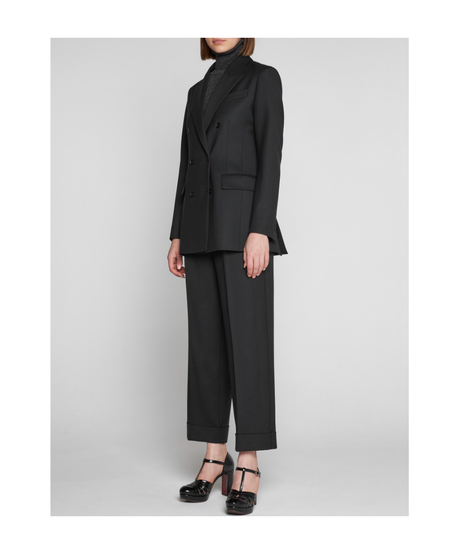 P.a.r.o.s.h Blue Pants With Wide Leg And Elastic Rear Waist In Tech Fabric Woman In Black