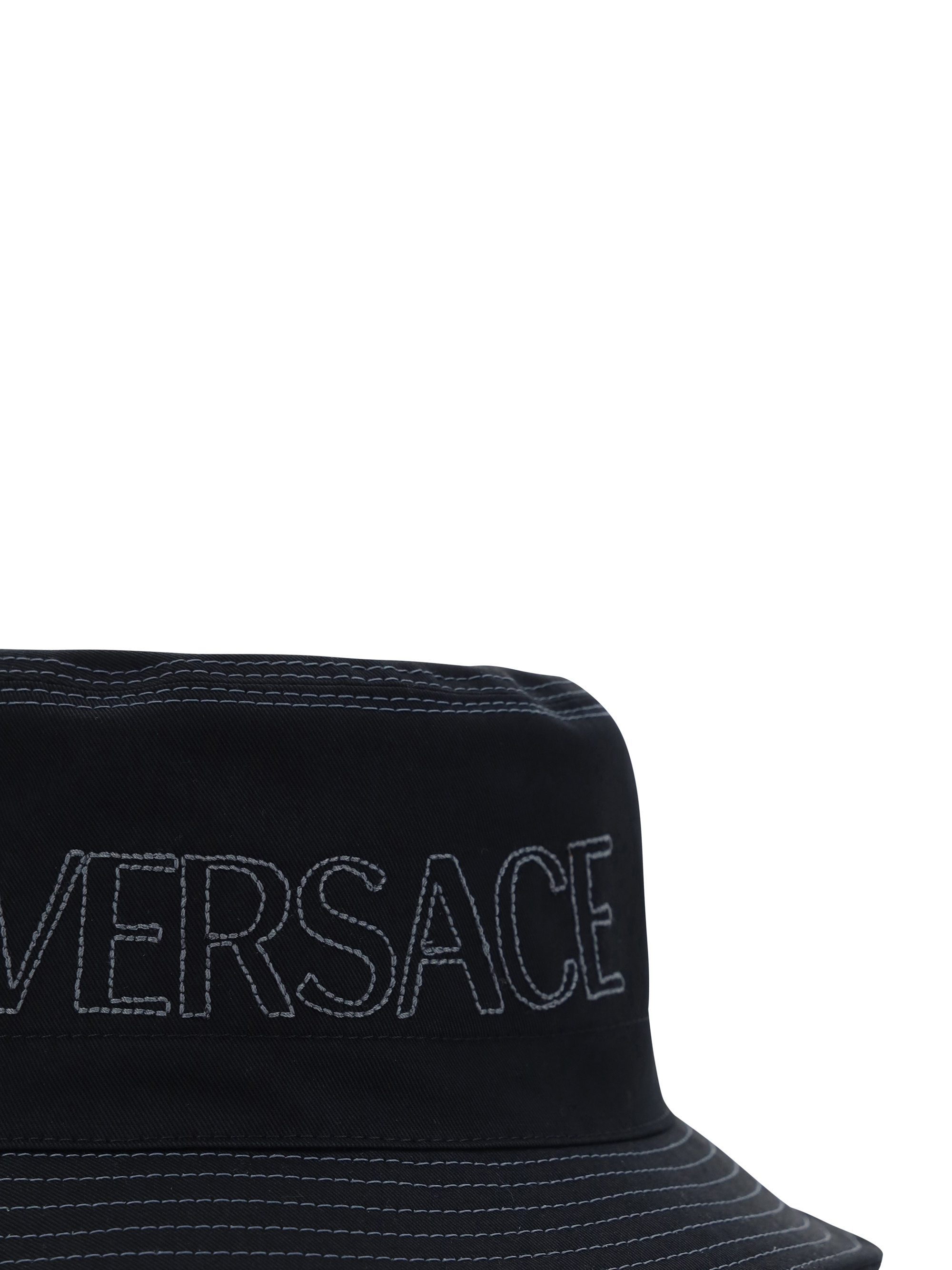 Versace Medusa Cotton Canvas Bucket Hat In Black
