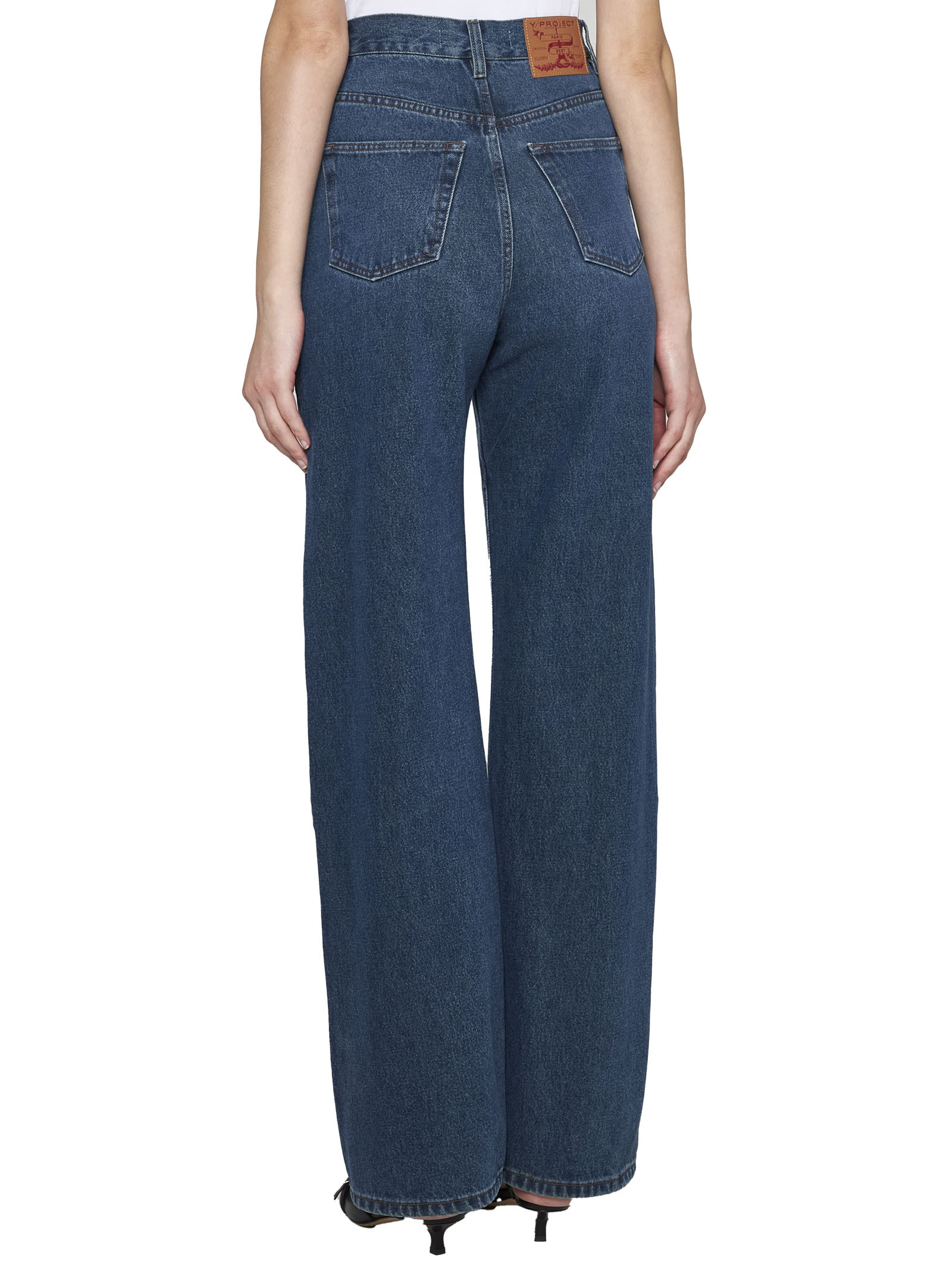 Y/project Cut-out Detail Jeans In Blue