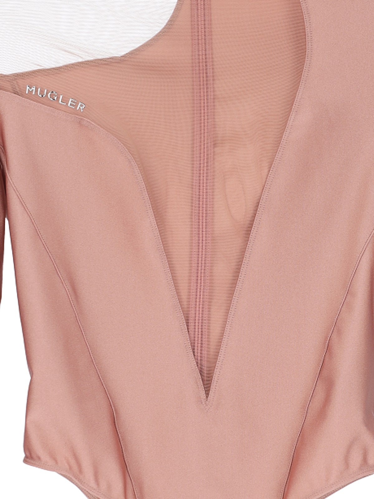 Mugler High-necked Long-sleeved Jumpsuit In Pink