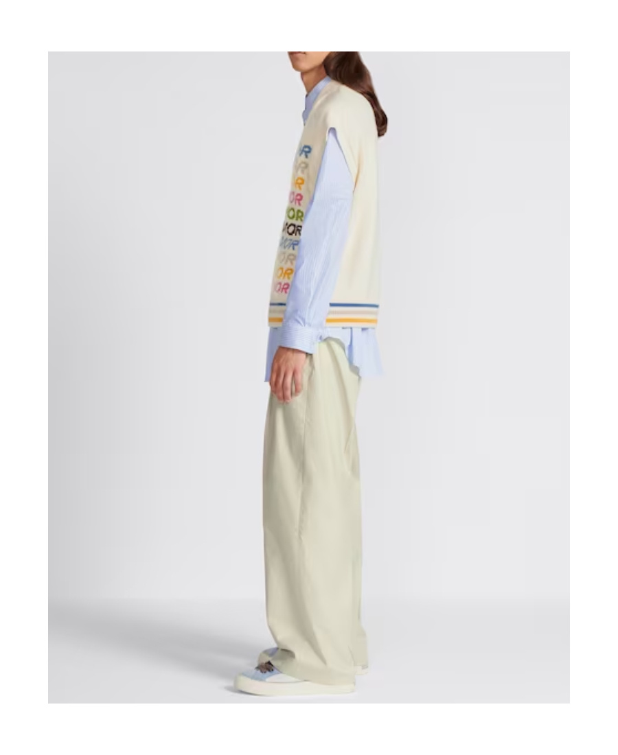 Dior Logo Pleated Casual Pants In Nude