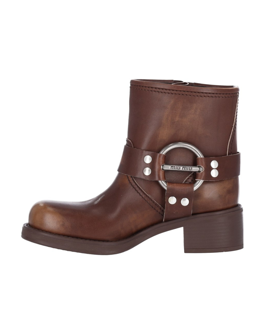 Miu Miu Round-head Short Boots In Red