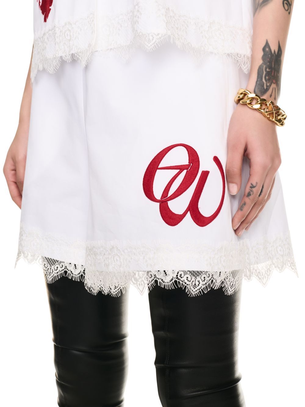 Off-white Lace-detailing Shorts In White