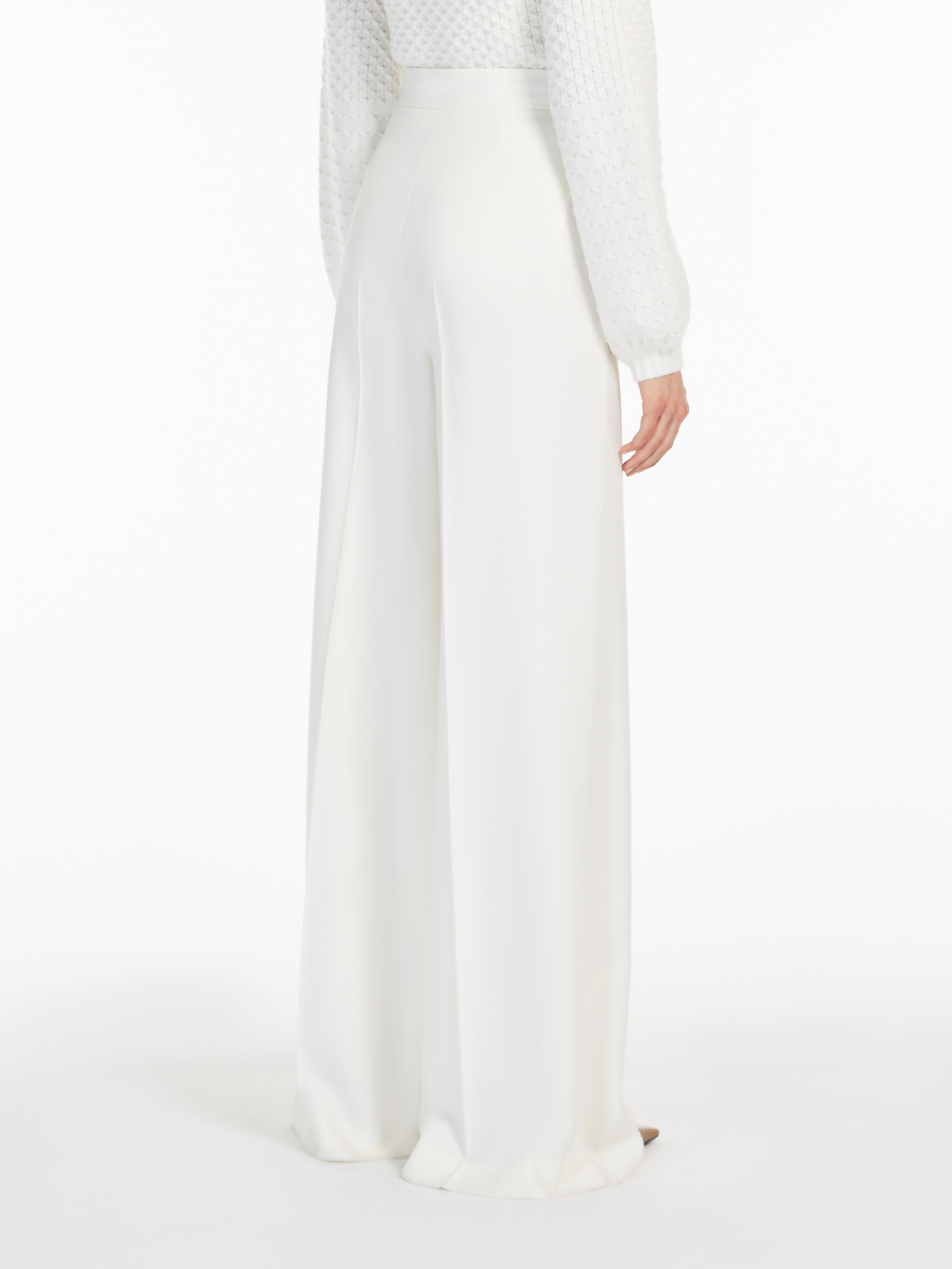 Max Mara Ninfa Long Wide Leg Trousers In White