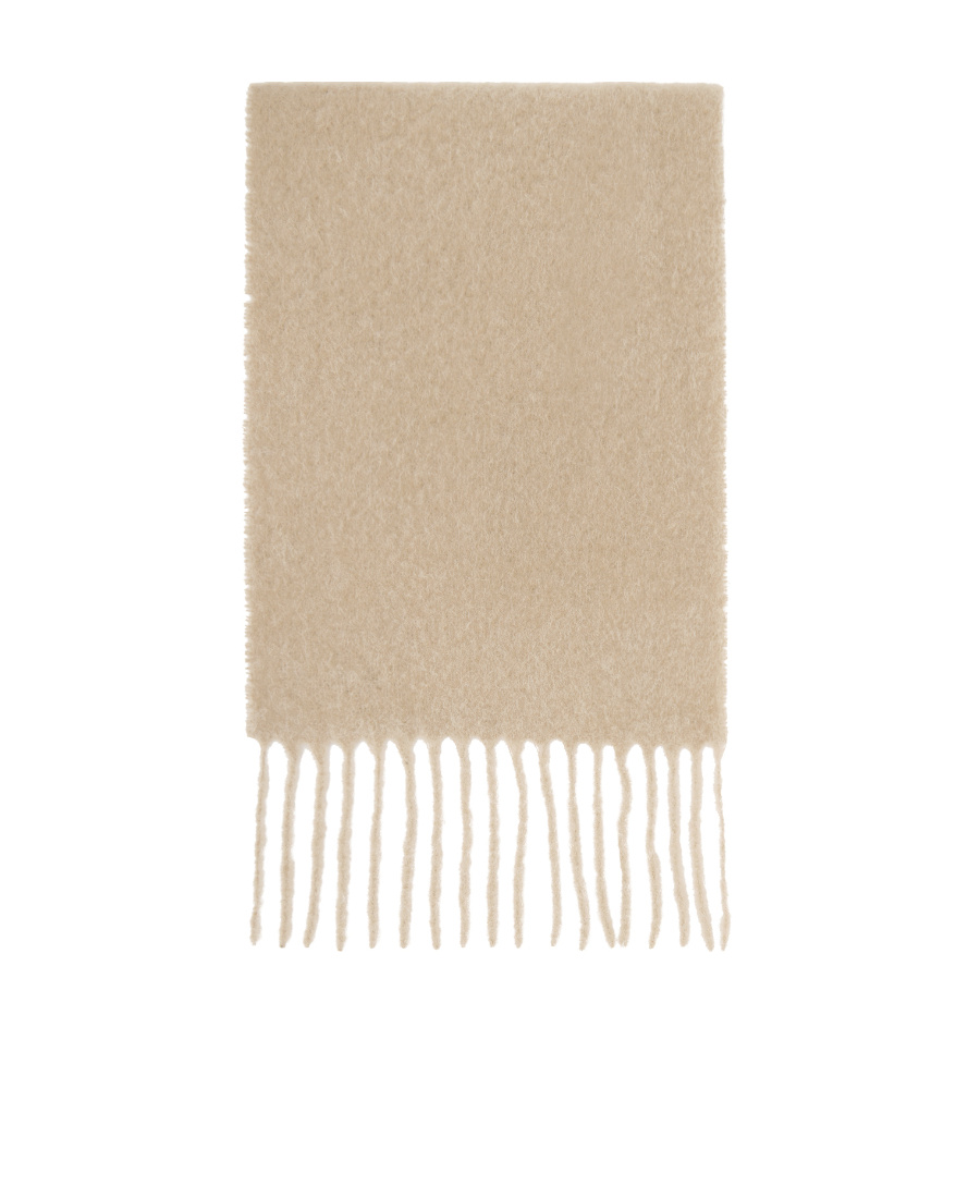 Shop Maison Kitsuné Logo Tassel Scarf In White