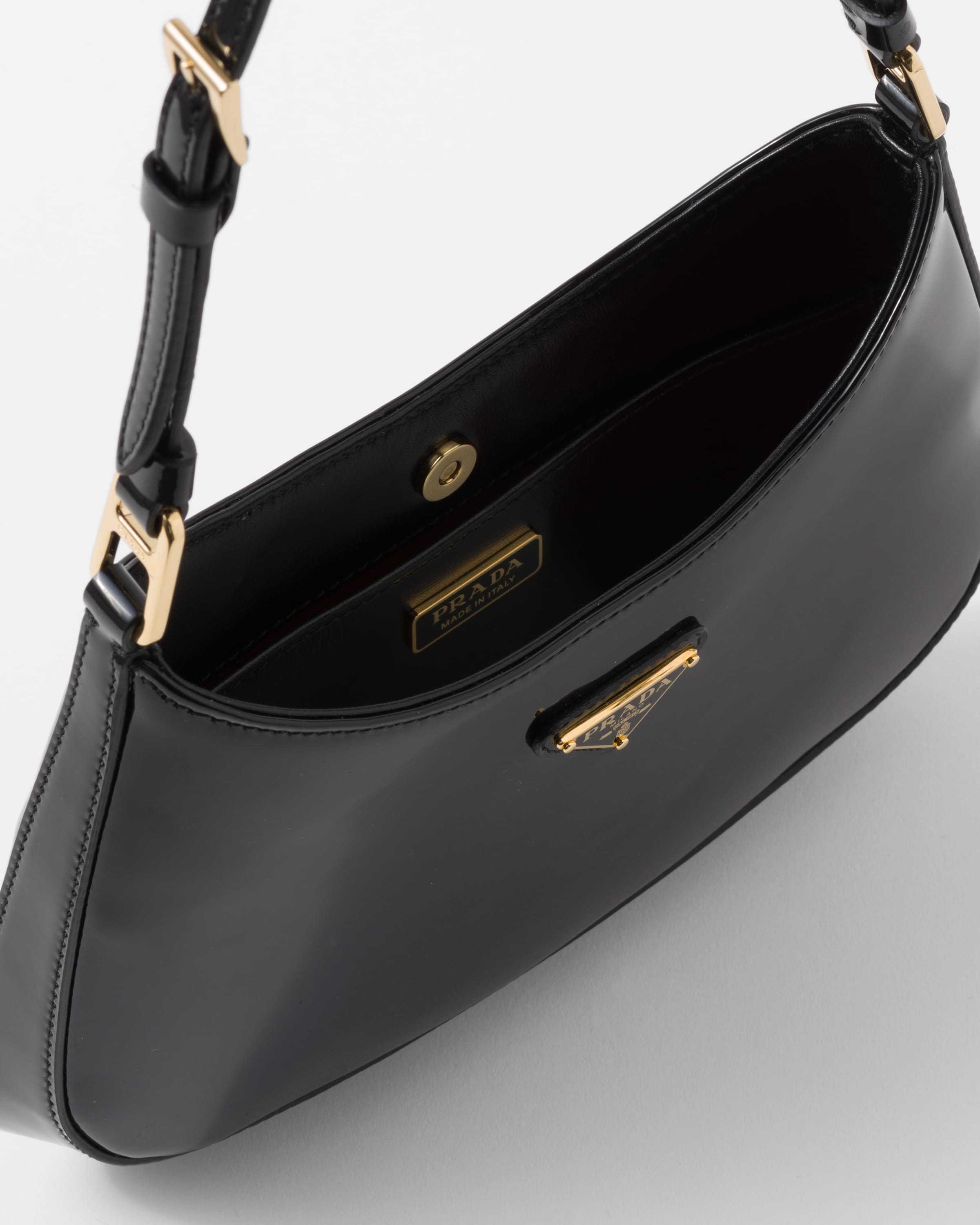 Prada Cleo Patent Leather Shoulder Bag In Black