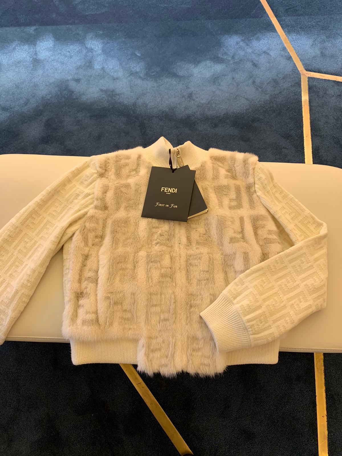 Fendi White Mink Bomber In Black