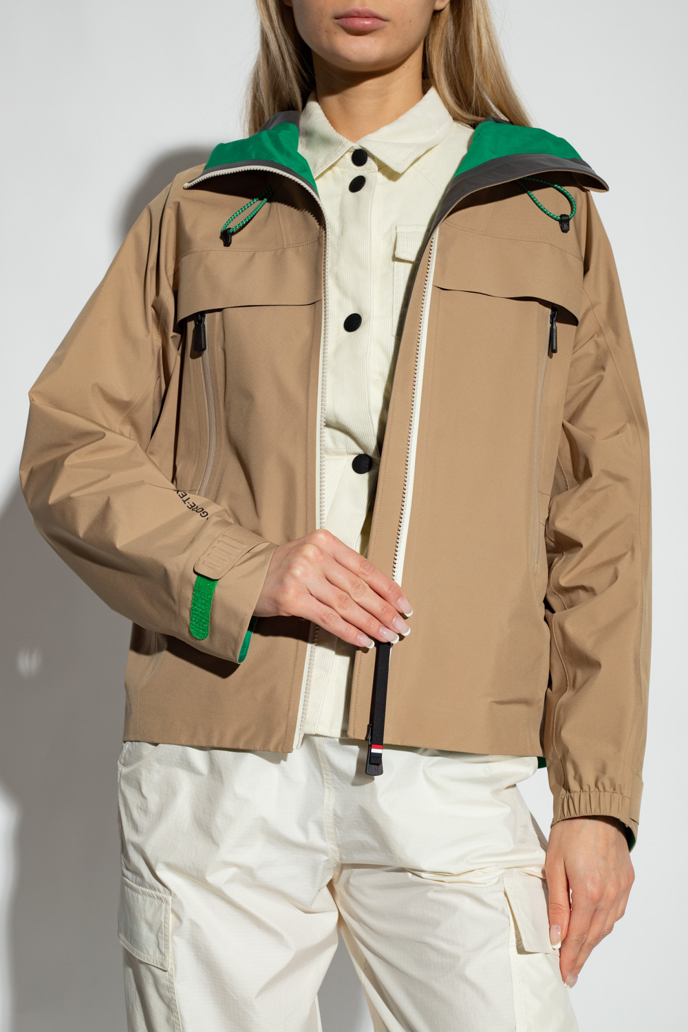 Moncler Single-breasted Hooded Coat In Brown
