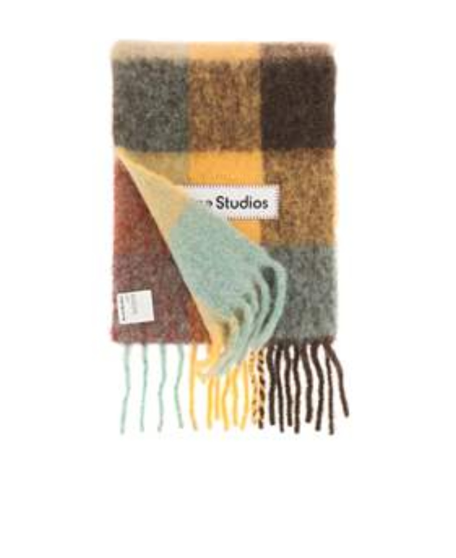Acne Studios Men Fringed Check Scarf In Multicolor