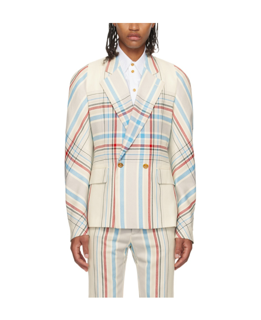 Vivienne Westwood Chris Plaid Suit Jacket In White