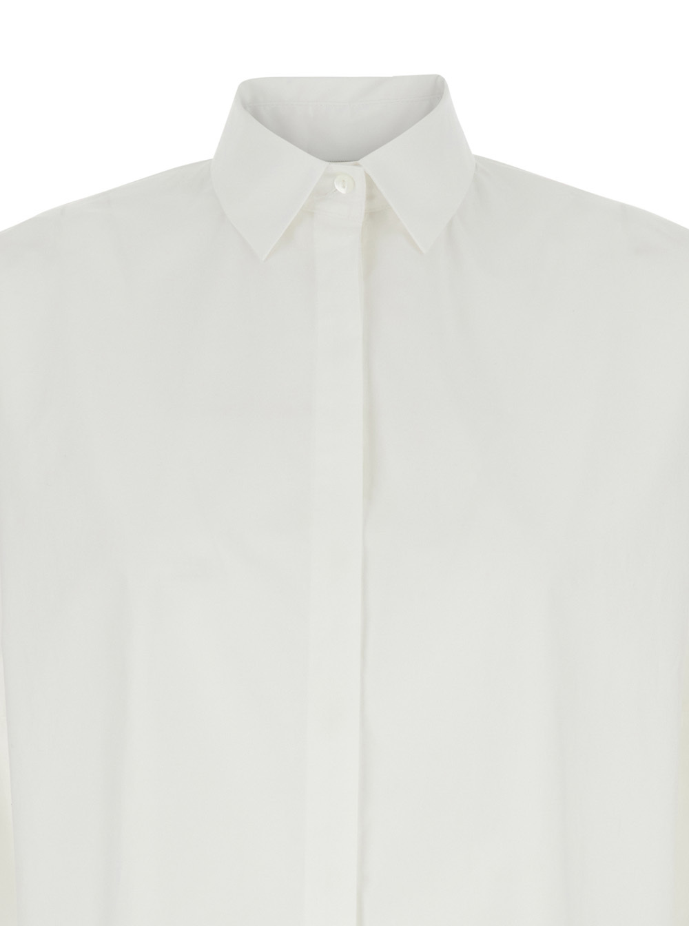 Antonelli White Oversized Shirt With Classic Collar And Three-quarter Sleeves In Cotton Woman