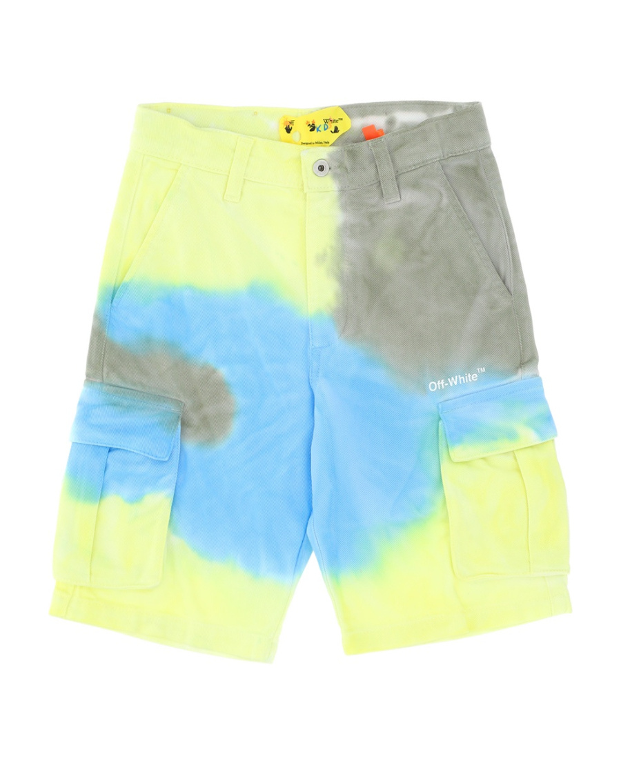 Off-white Tie-dye Cotton Cargo Shorts In Yellow