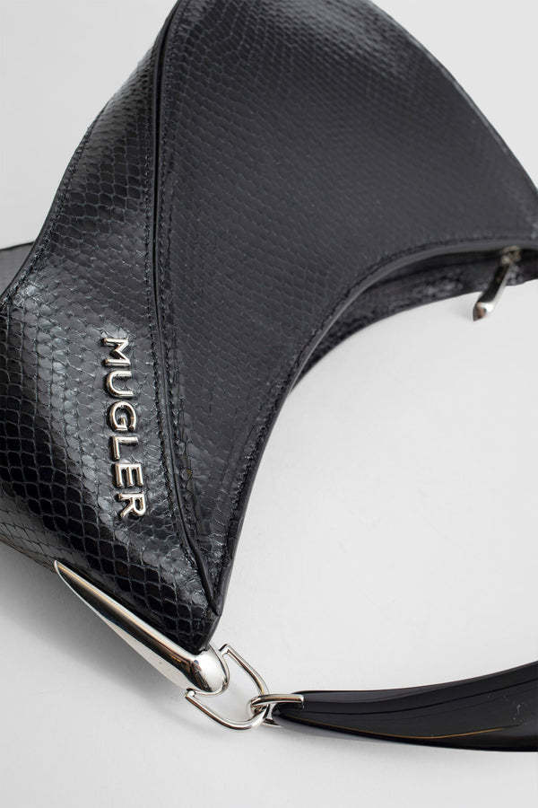 Mugler Spiral Curve Zipped Tote Bag In Black