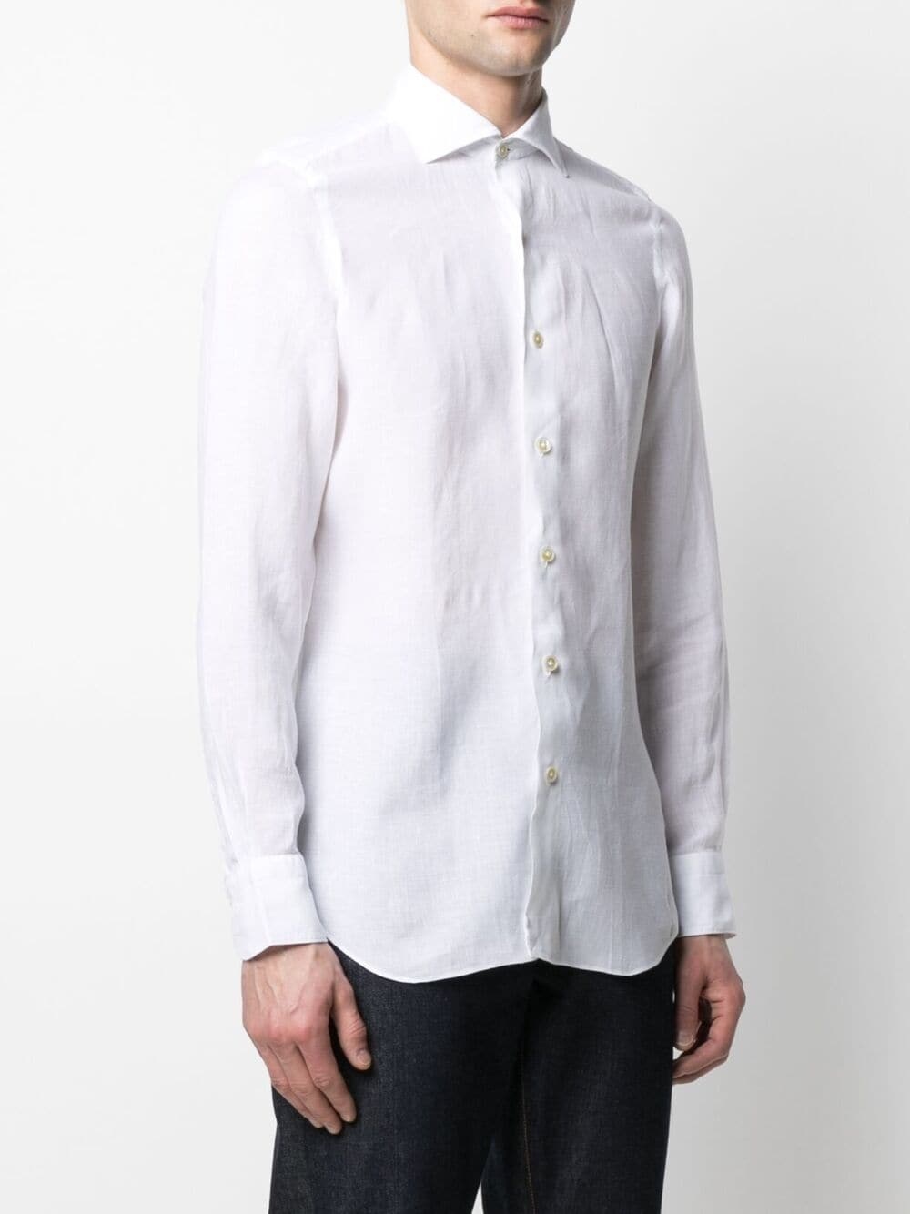 FINAMORE 1925 NAPOLI COLLARED LINEN SHIRT 