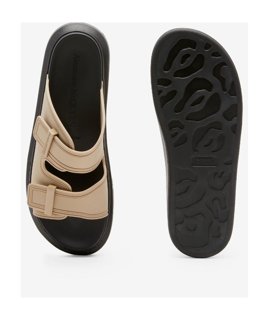 Alexander Mcqueen Hybrid Embossed-logo Slides In Nude