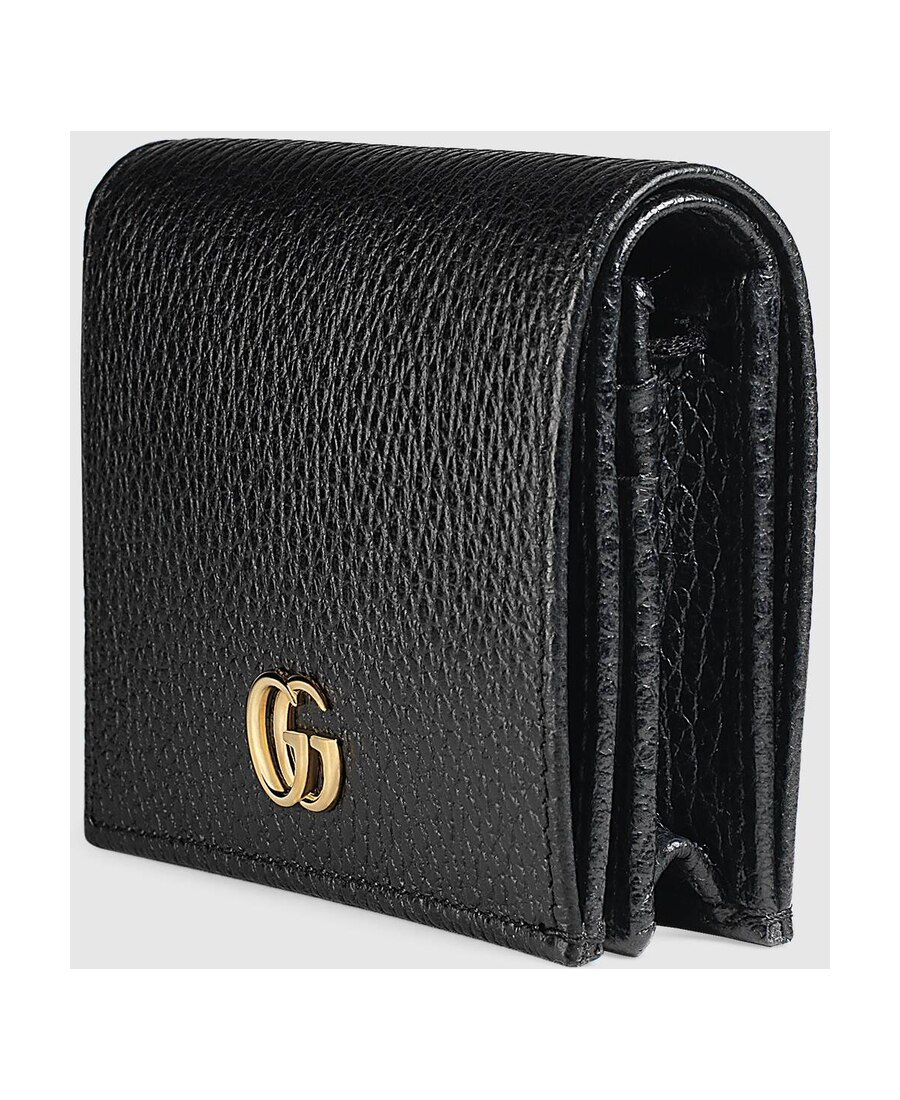 Gucci + Net Sustain Marmont Petite Textured-leather Wallet In Black