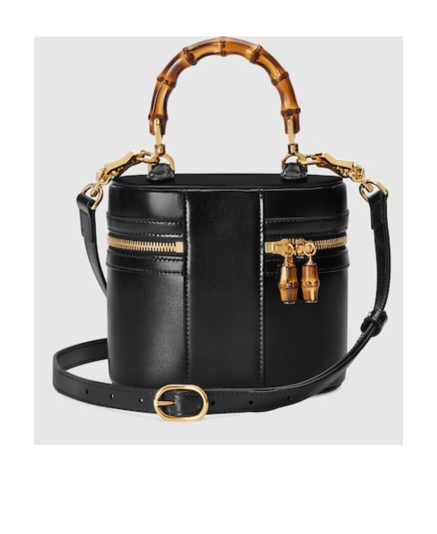 Gucci Black Mini Bamboo Shoulder Bag In Black