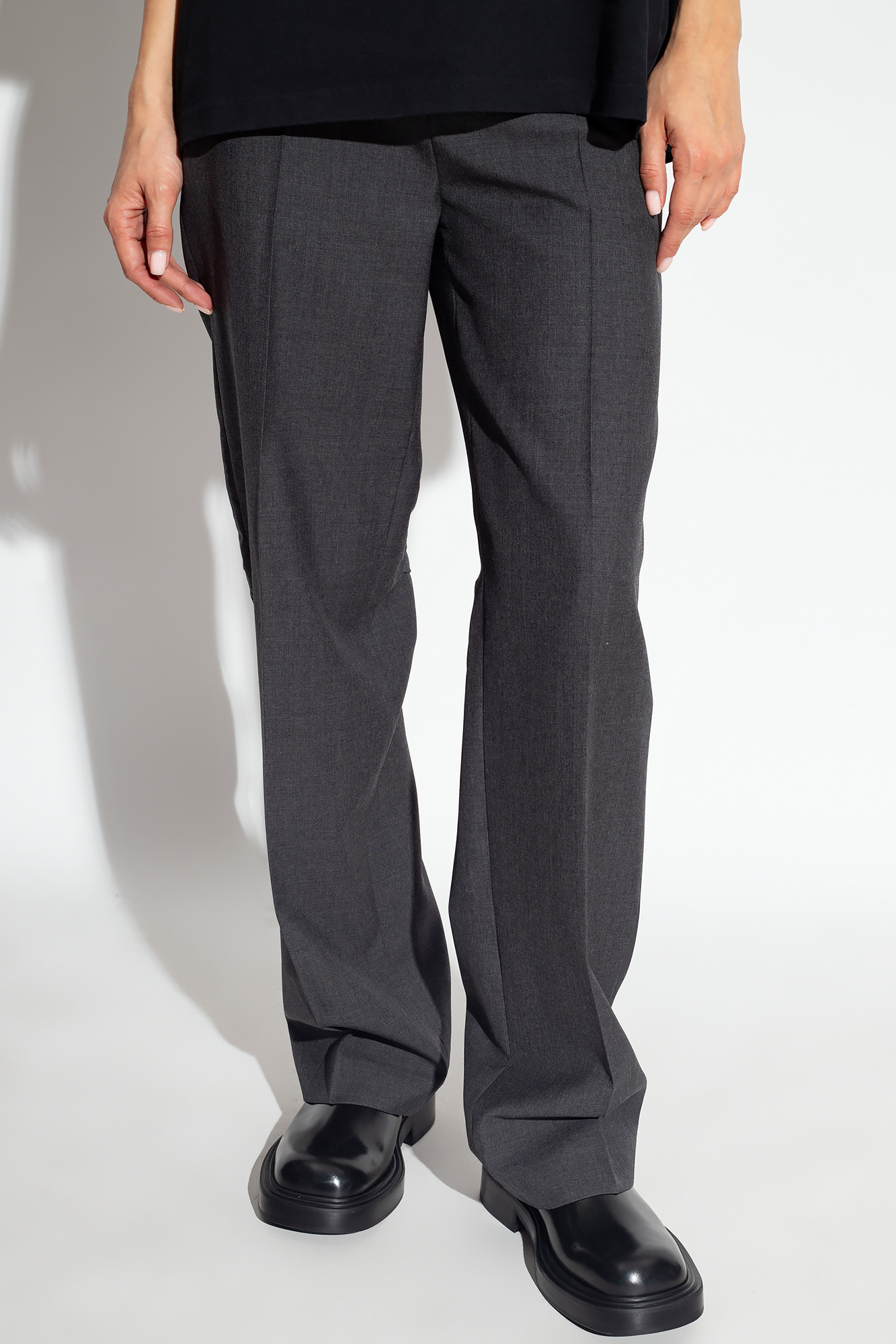 Ambush High-waisted Virgin-wool Trousers In Black