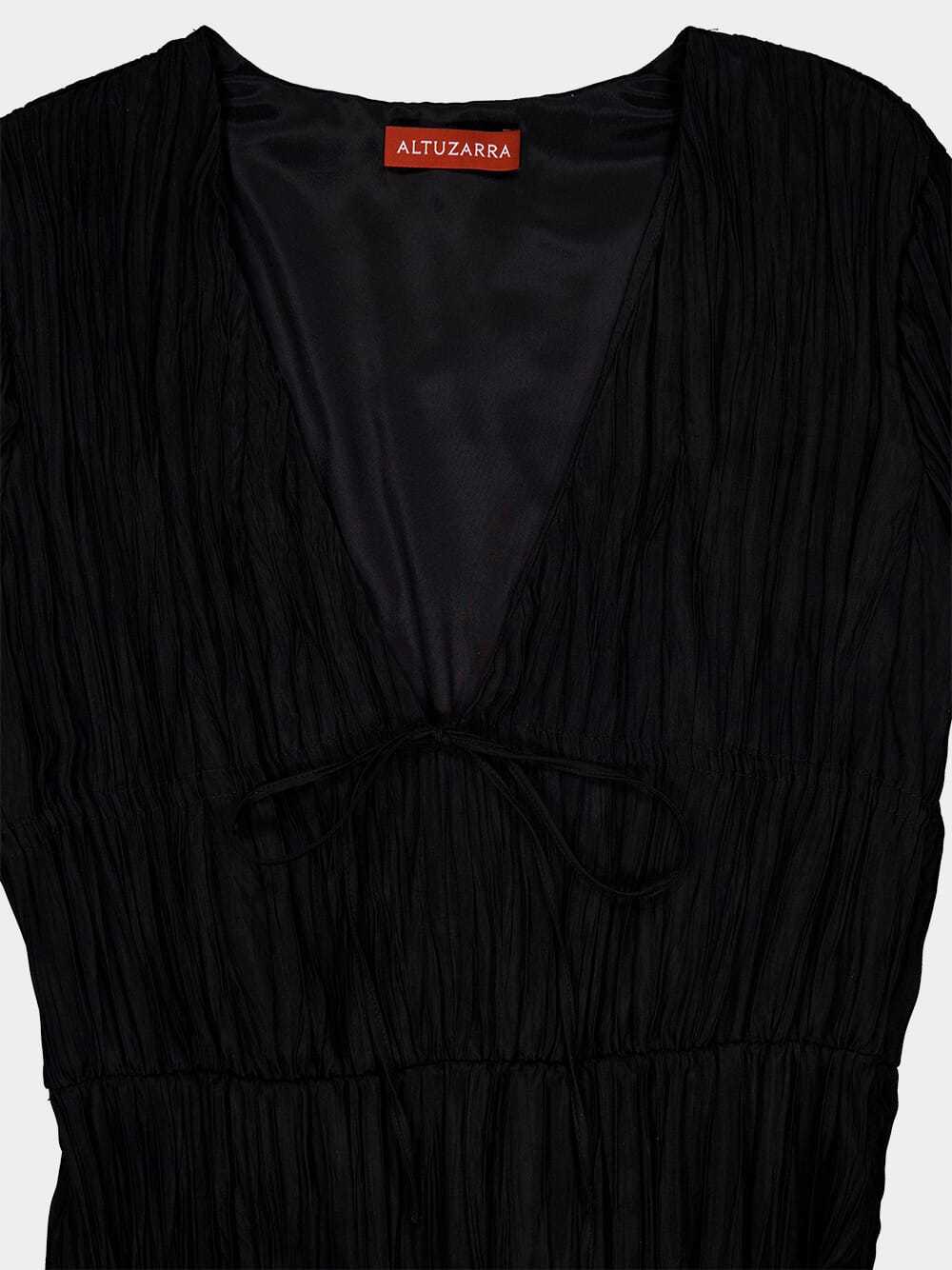 Altuzarra Carol Pleated Midi Dress In Black