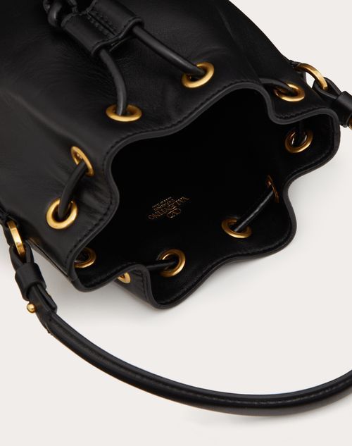 Valentino Garavani Mini Vlogo Signature Bucket Bag In Nappa Leather Woman Black Uni In Black