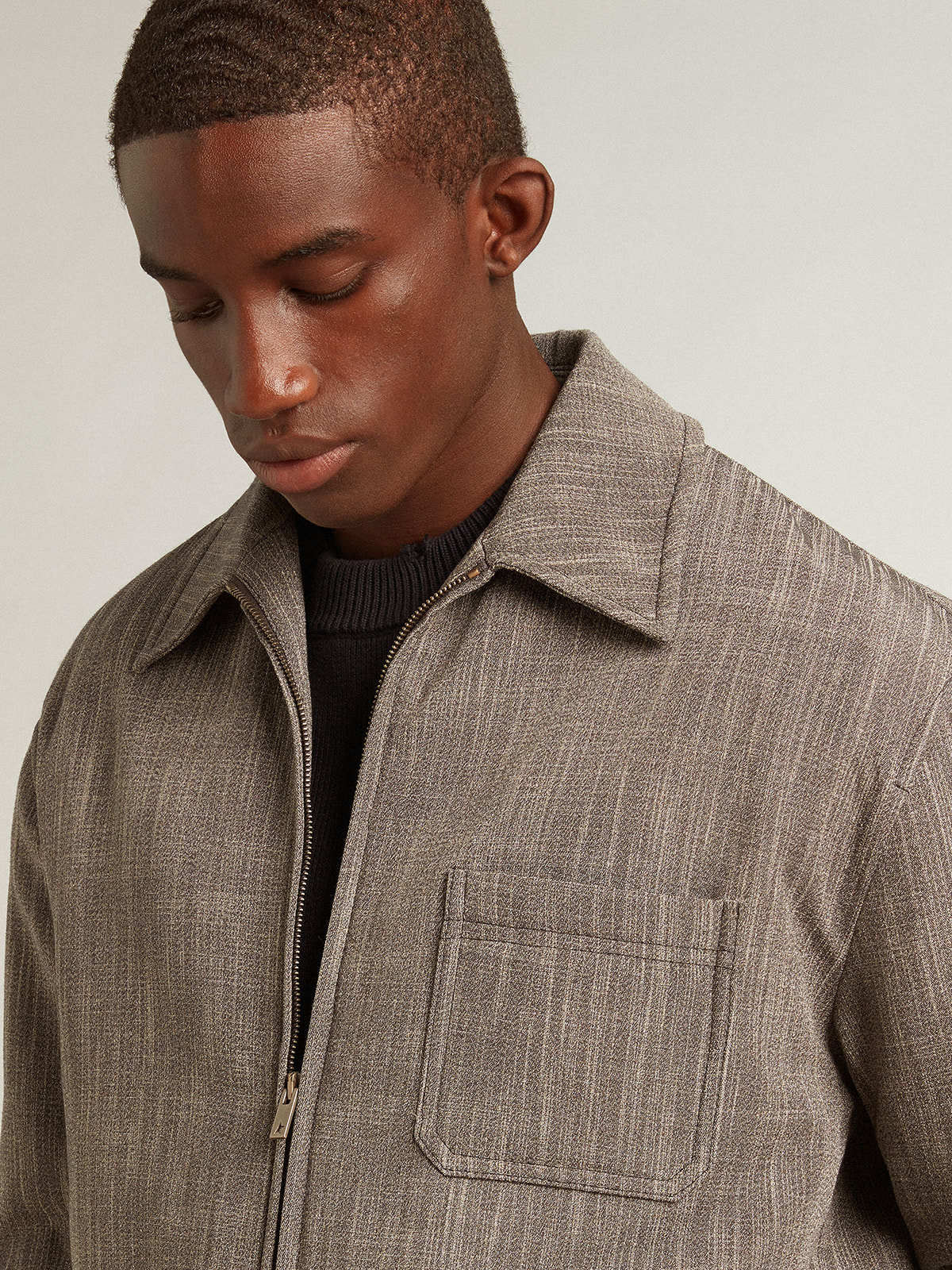 Golden Goose Mens Wool Blend Coach Jacket In Black