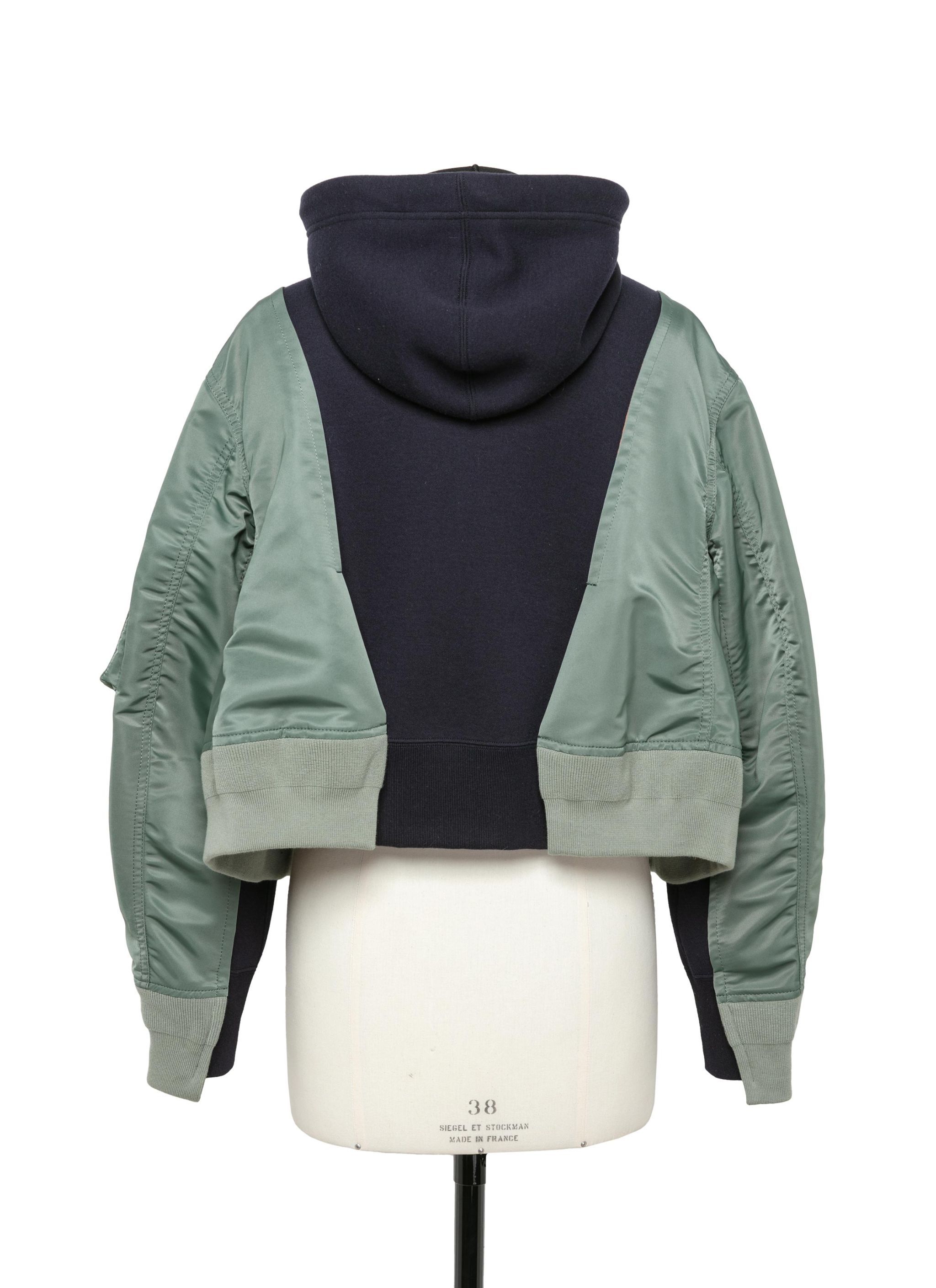 Sacai Panelled Zip-up Drawstring Hoodie In Black