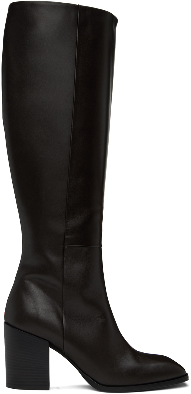 Aeyde Brown Teresa Knee-high Boots In Black