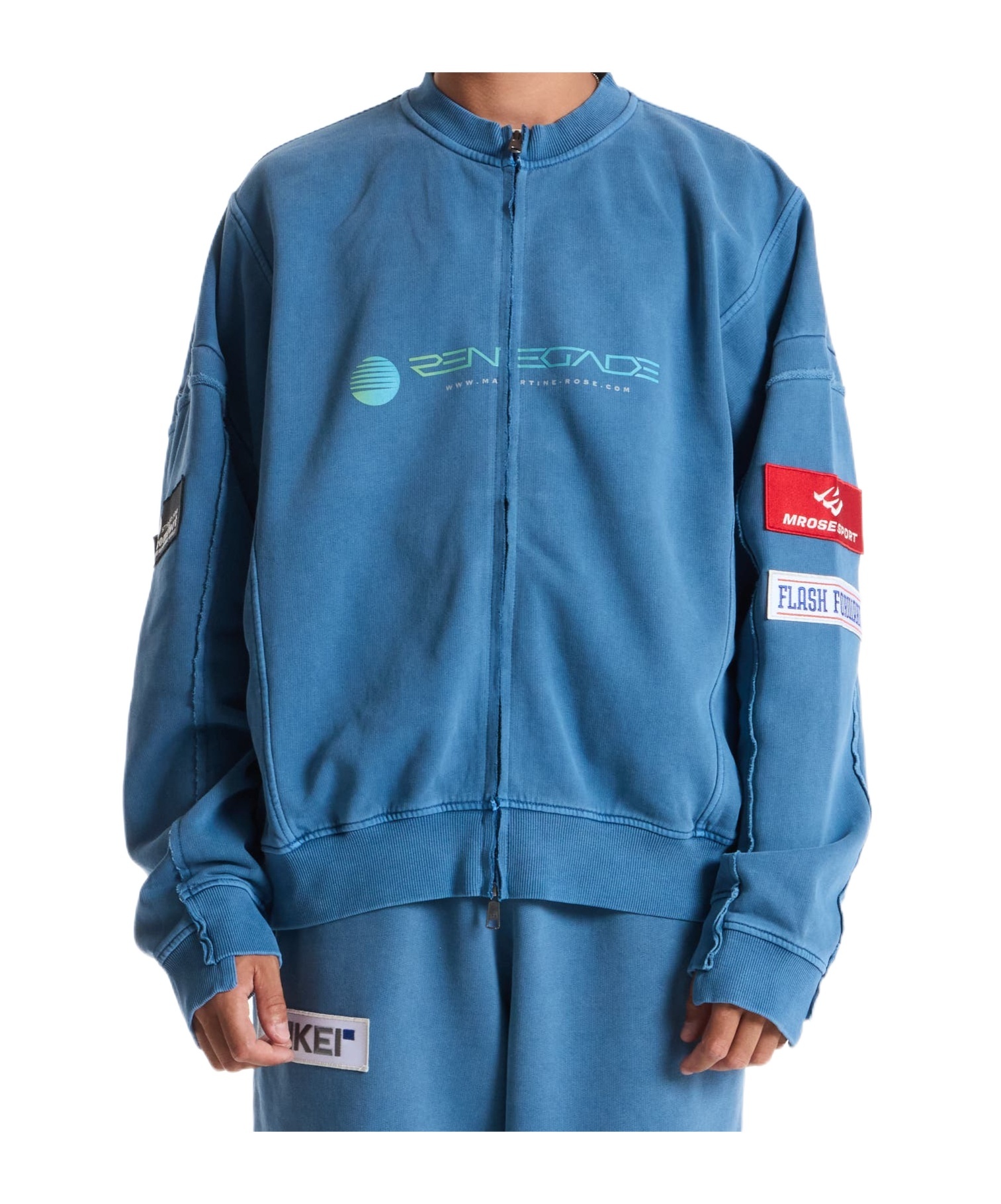 Martine Rose Zip-up Panelled Sweatshirt In Blue