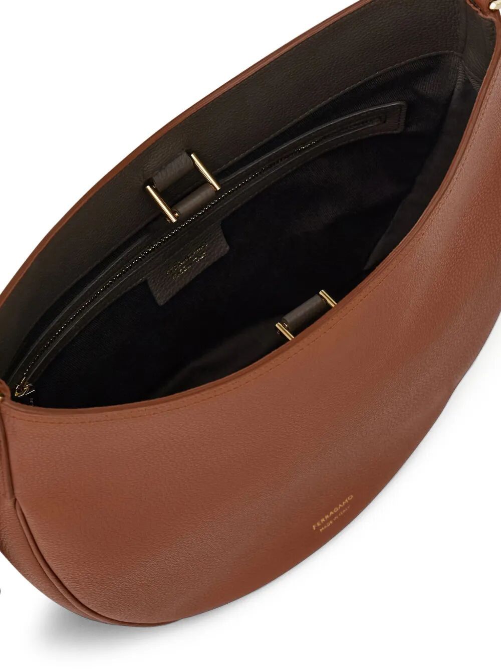 Ferragamo Leather Hobo Bag Crossbody Bags Brown