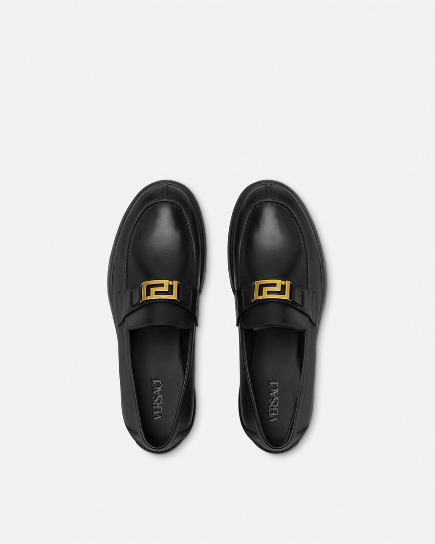Versace Greca Loafers In Black