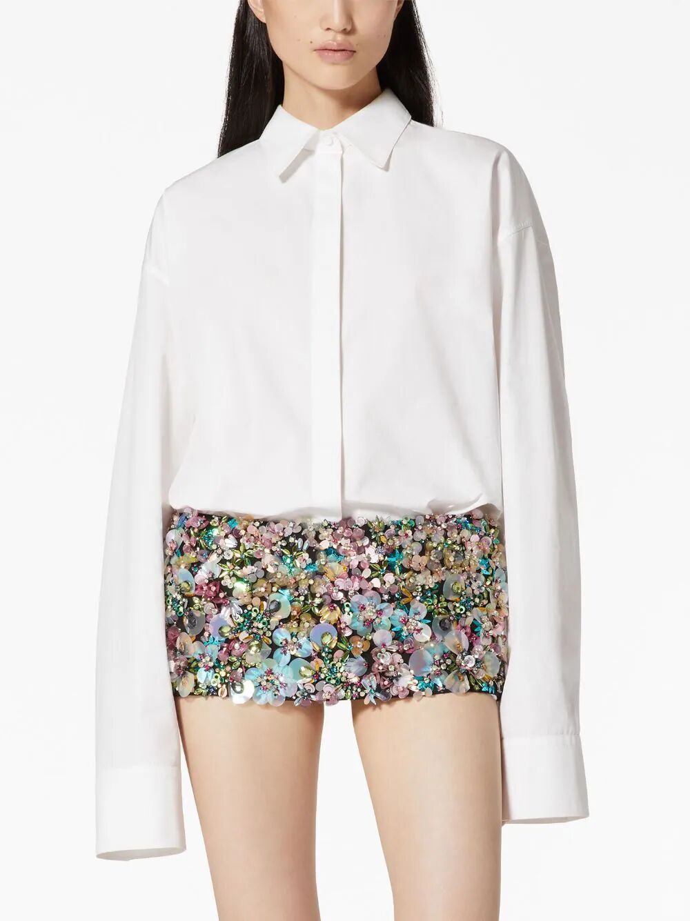Valentino Compact Popeline Cotton Shirt In Optical White
