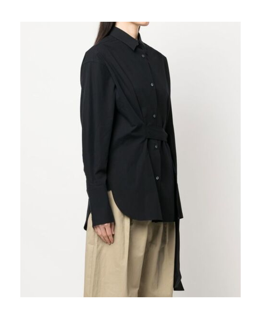 Studio Nicholson Single-breasted Long-sleeved Shirt In Black