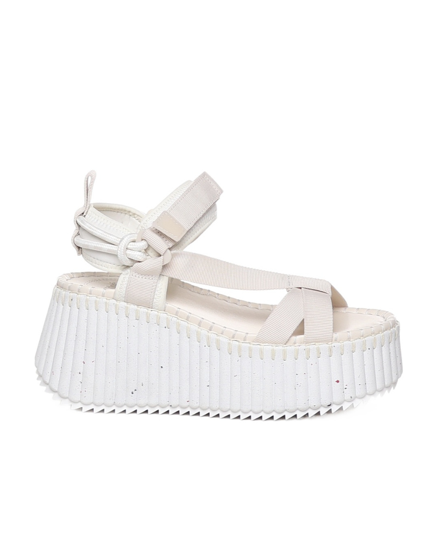 Chloé X High Summer Nama Stitch Ankle-strap Flatform Sandals In White