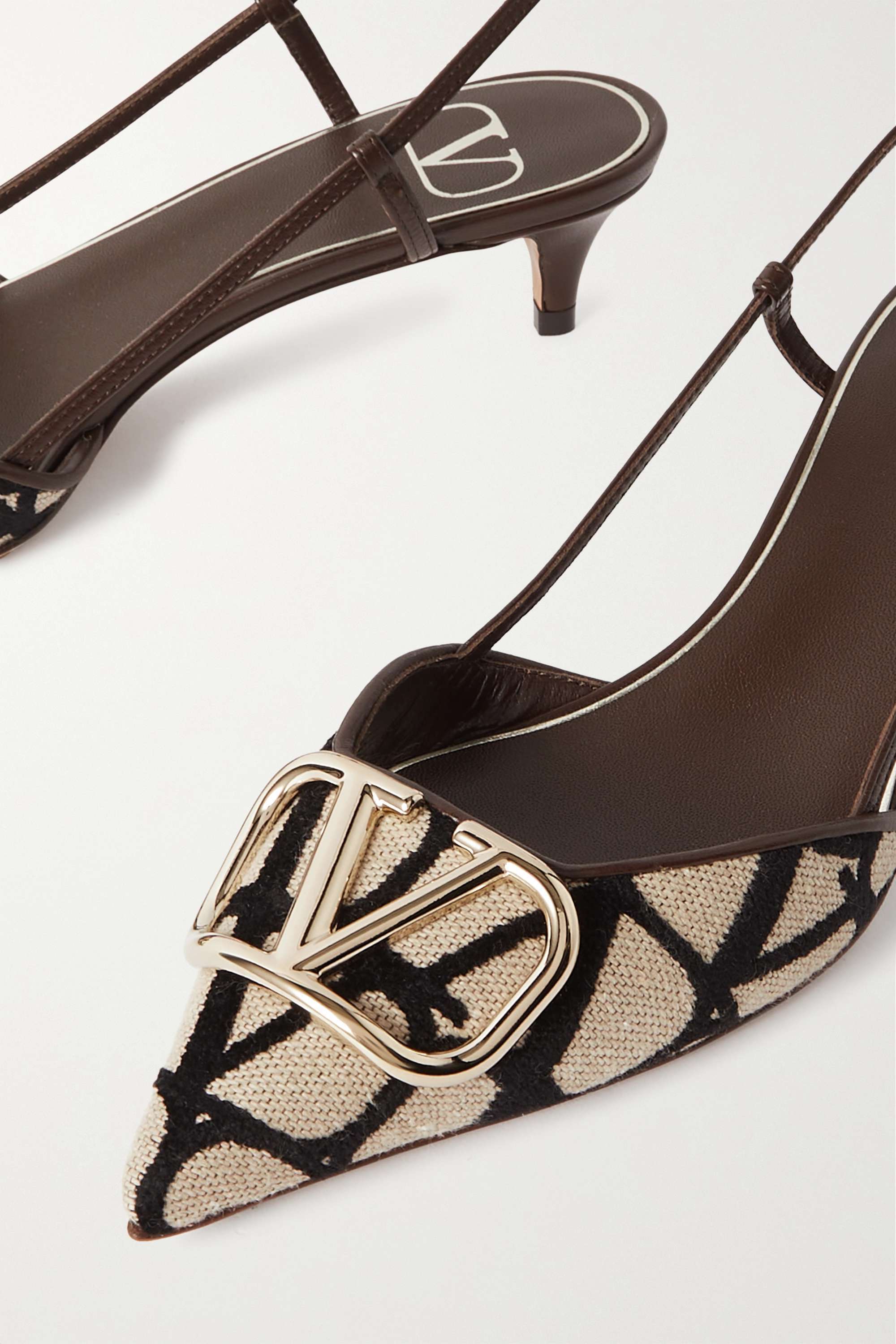 Valentino Logo Plaque Slingback Pumps In Multicolor
