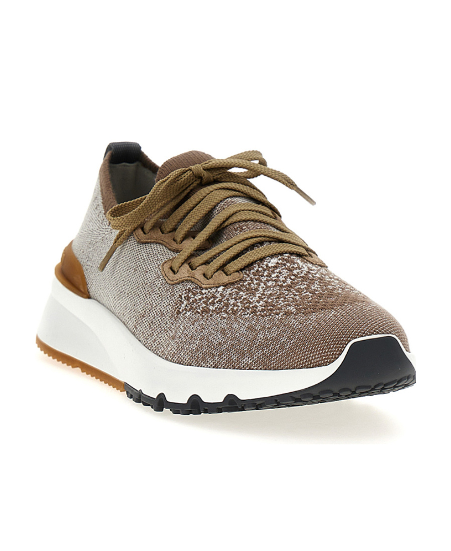 Brunello Cucinelli Men Knit Sneakers In Multicolor