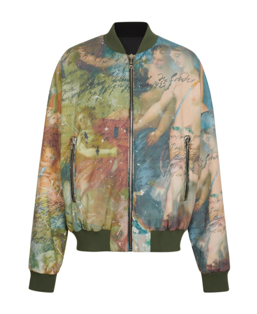 Balmain Men's Sky Print Reversible Bomber Jacket | Size 50 | Ah0tf355cd83 In Green