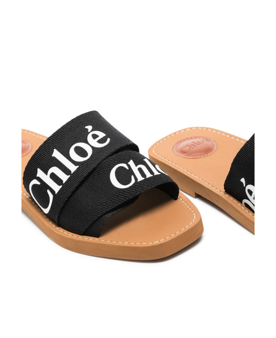 Shop Chloé Logo-strap Sandals In Black