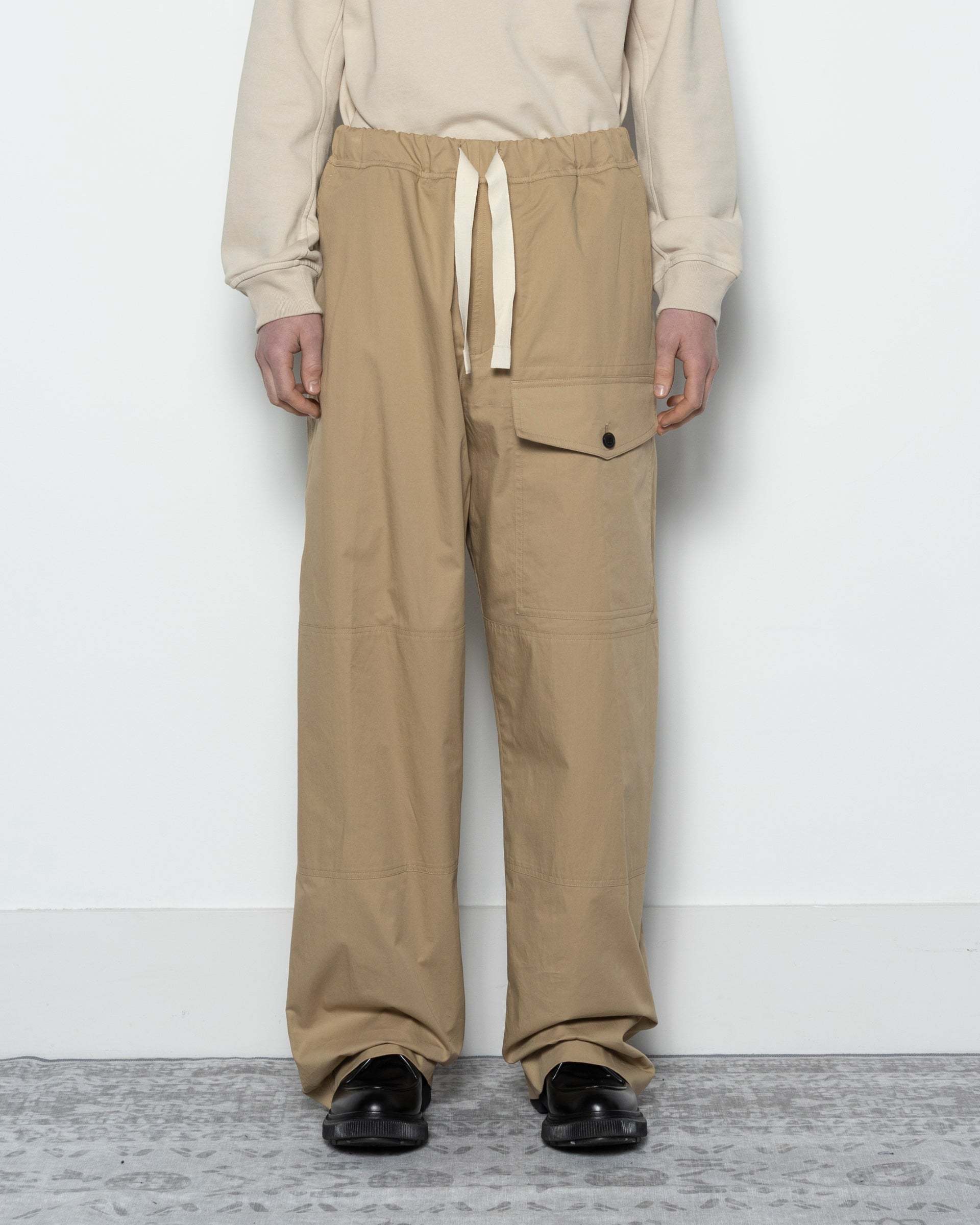 Dries Van Noten Cotton With Drawstring Trousers Beige In Beige